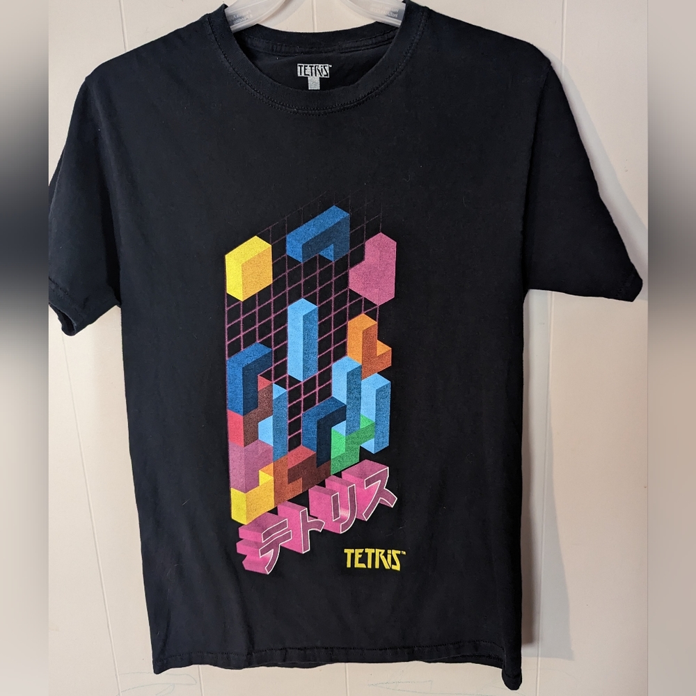 Tetris Logo Men's Black T-Shirt Size Small